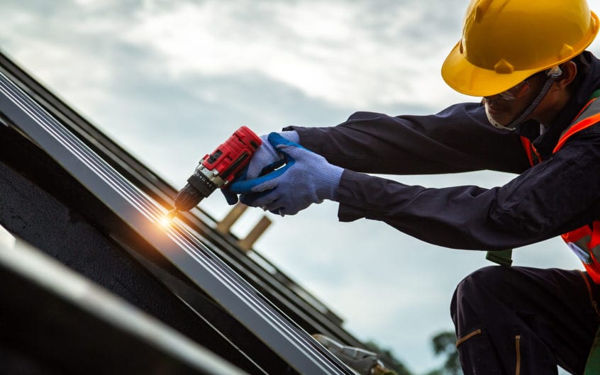 Roofer working on a roof